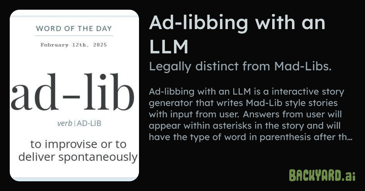 Backyard AI | Ad-libbing with an LLM